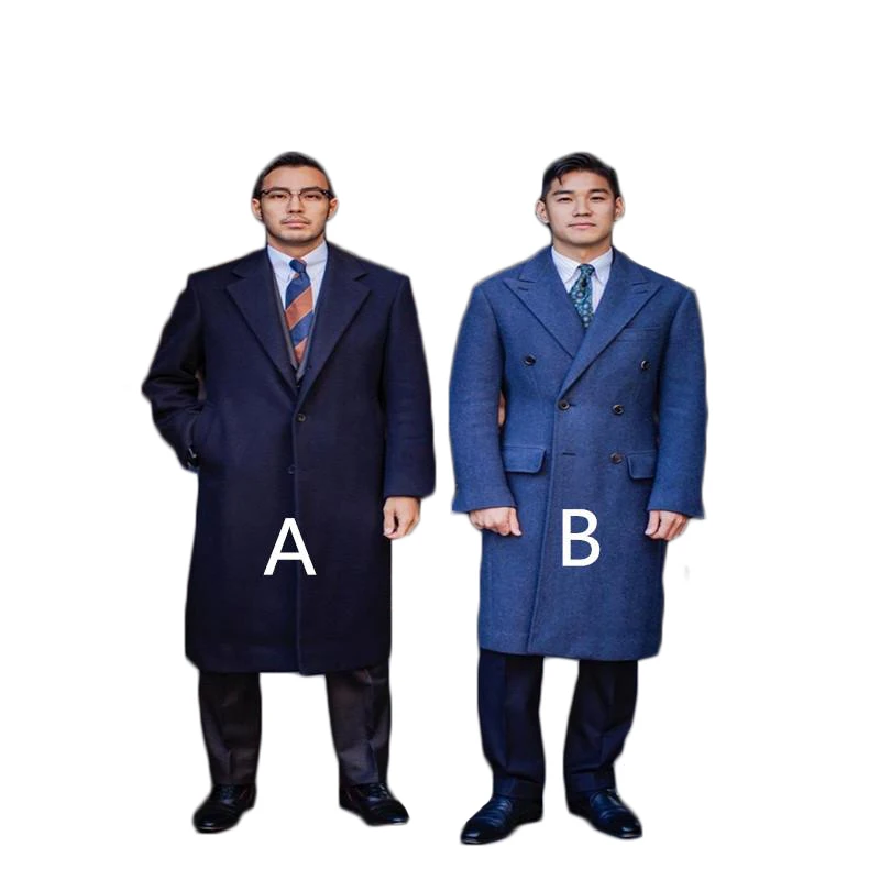 

Новинка, модные синие мужские костюмы, Толстая шерстяная мужская куртка на заказ, высококачественный Блейзер, повседневное длинное пальто