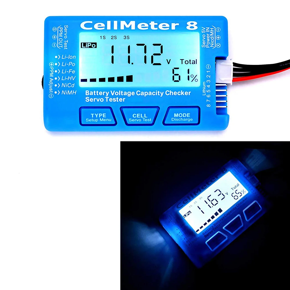 Высококачественный измеритель емкости батареи RC 1 8S напряжения LiPo Li lon NiMH CellMeter 8