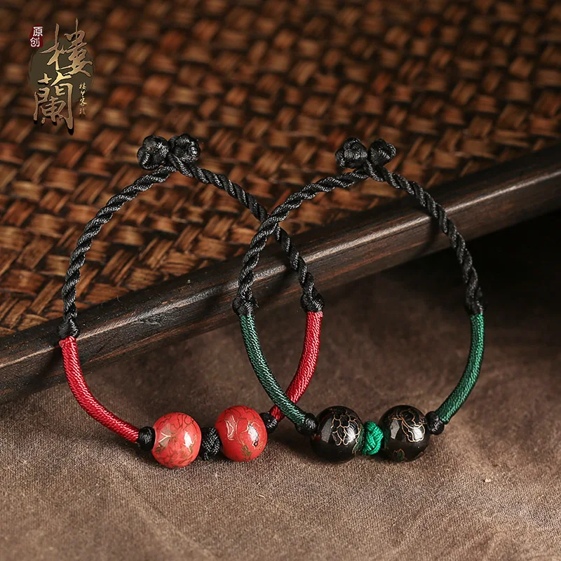 Chinese Style Ceramic Couple Bracelets Handmade Lover Bangles Rope Chain Link Bracelet for Men Women | Украшения и аксессуары