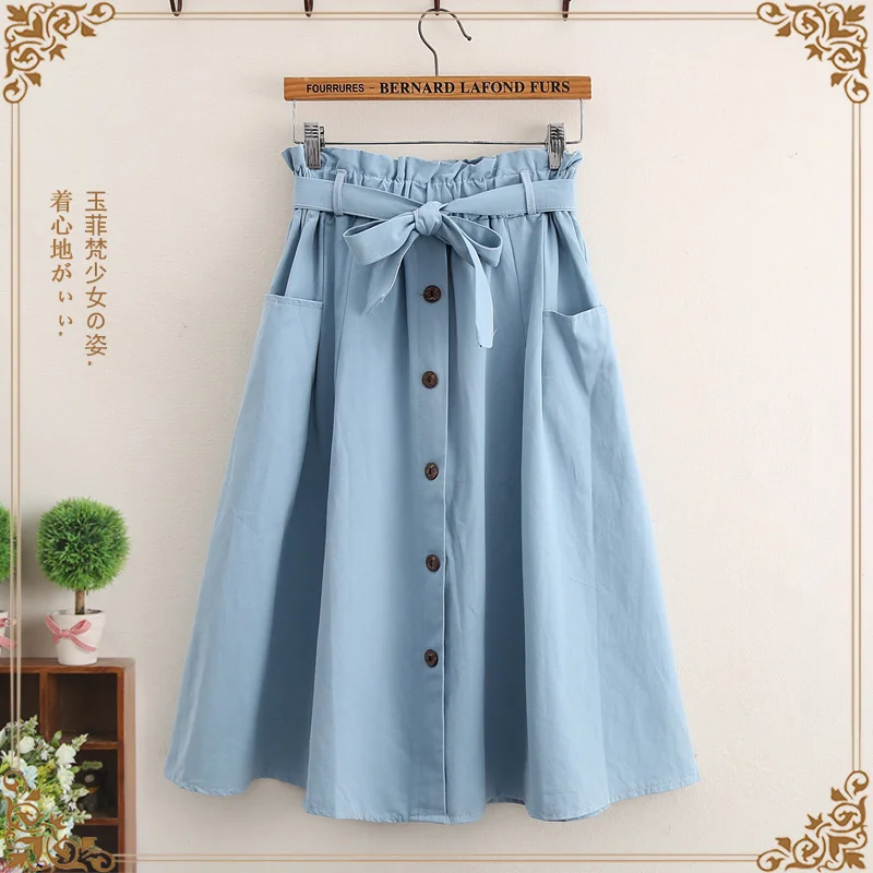 

Women's Summer Dress Medium Long Skirts 2021 New High Waist Half Length Dresses Cotton A-line Korean Fashion For Women Clothing