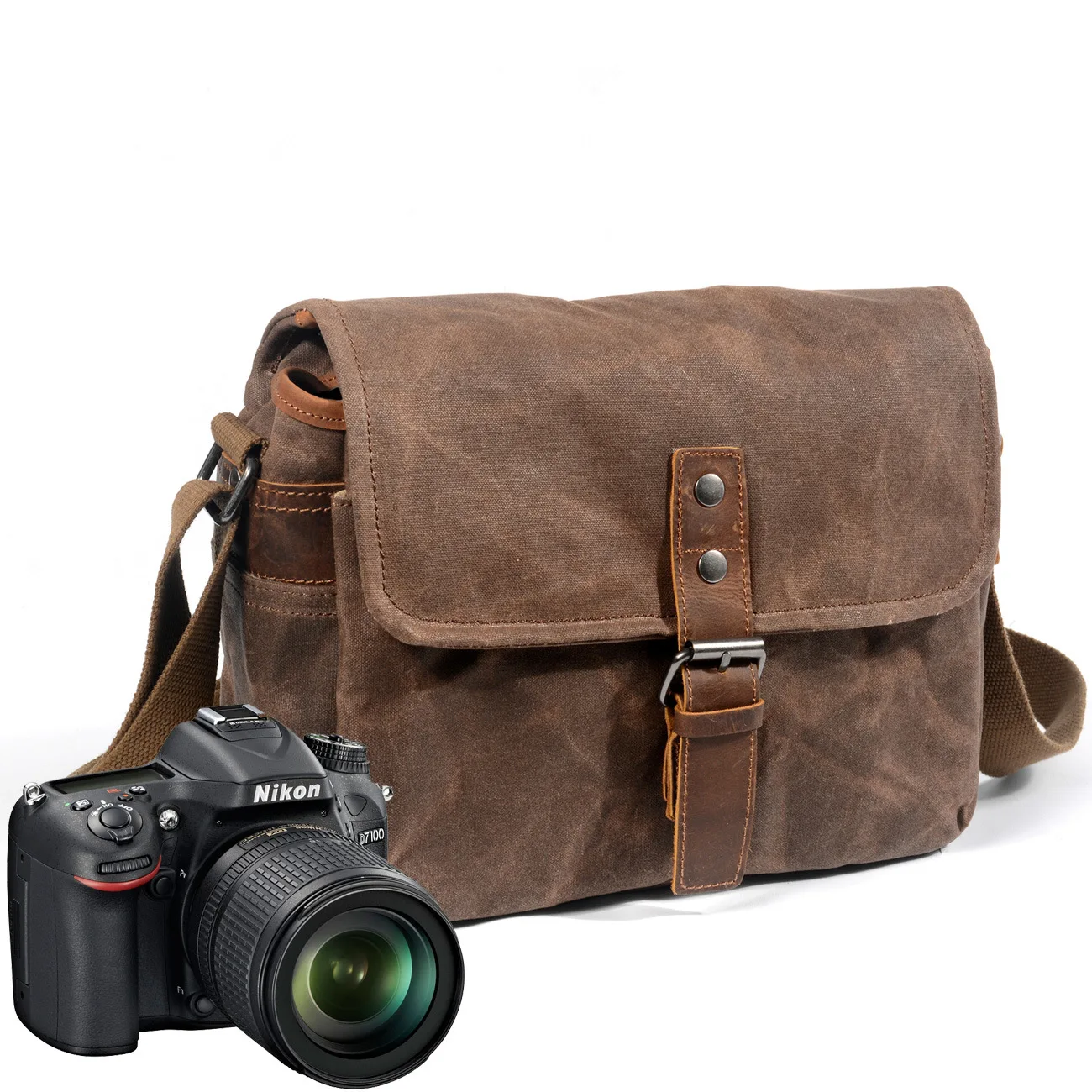 New outdoor camera bag digital SLR professional waterproof oil wax canvas camera bag shoulder bag