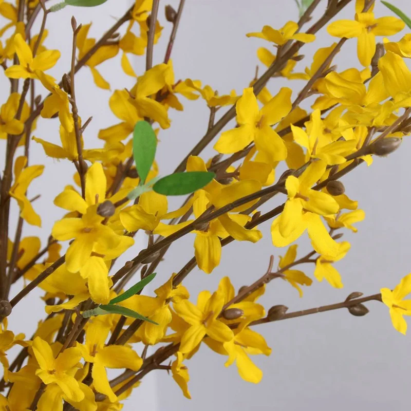 

Artificial Silk Spring Flowers Forsythia Plastic Craft Flower Fake Plant Wedding Home Party Table Office Gift Decoration DIY