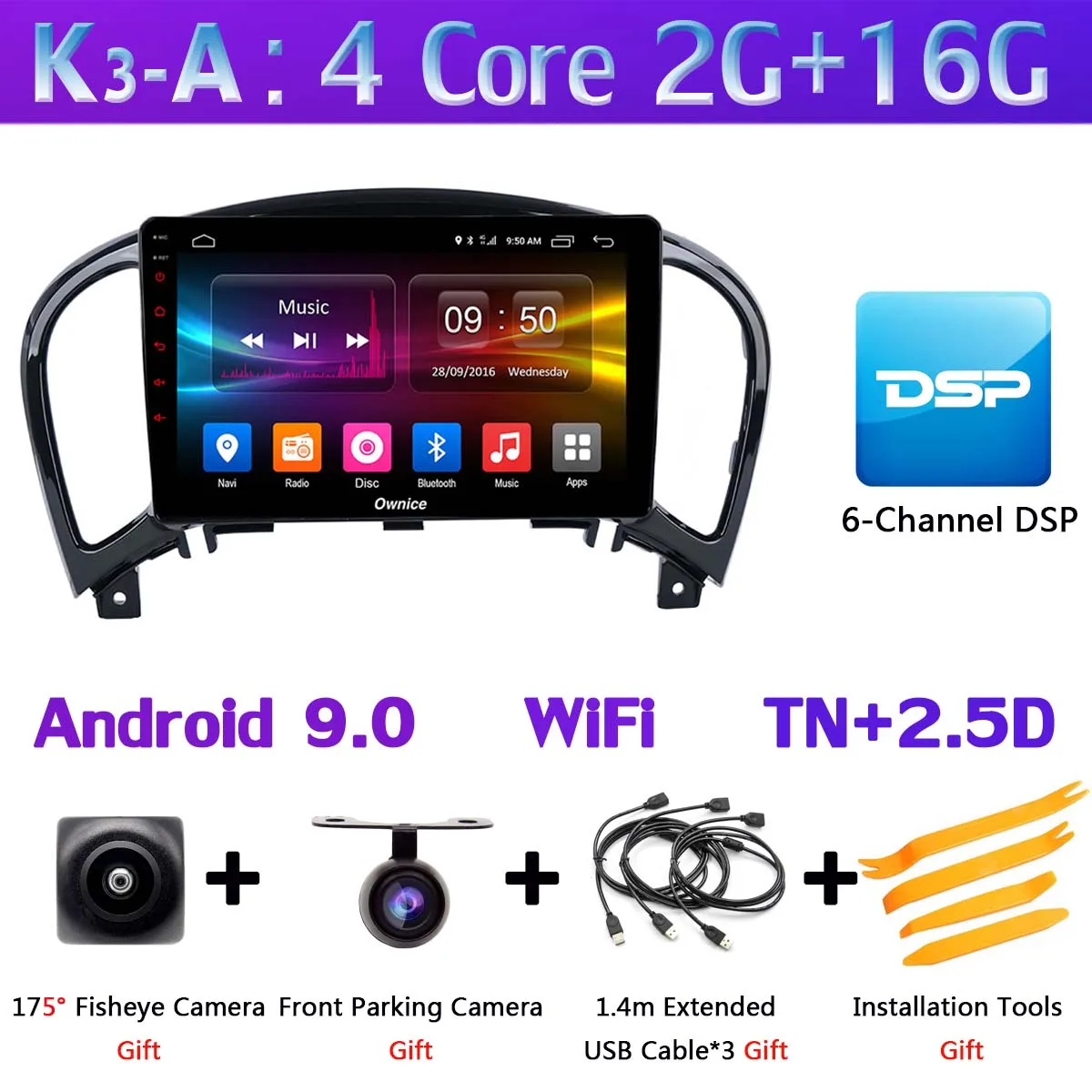 K3-A 360 ° панорамный Android 9,0 4G+ 64G gps радио CarPlay SPDIF DSP Автомобильный мультимедийный плеер для Nissan Juke YF15 Infiniti esq 2010 - Цвет: K3-A