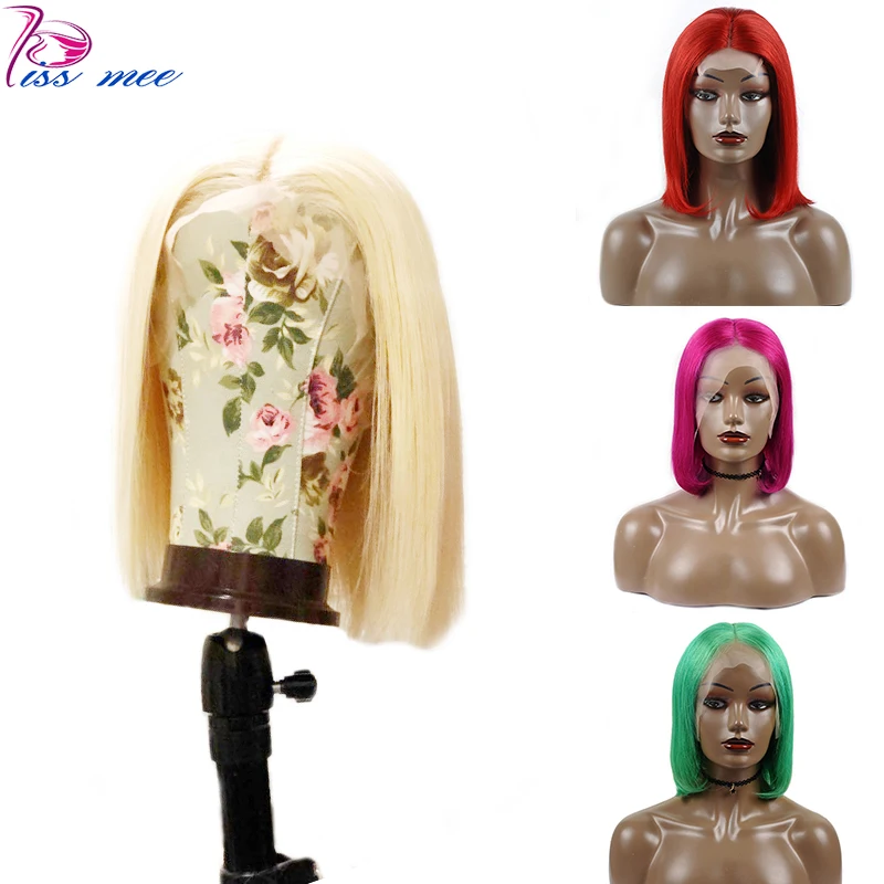 Kissmee 13*4 613 блонд боб парик их натуральных волос короткий розовый для черных женщин