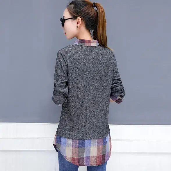 Кимоно-туника 2020 женские офисные блузки с длинным рукавом клетчатые Лоскутные