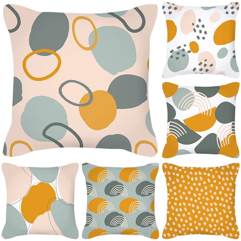 

Nordic Cushion Cover Pillowcase Morandi Color Geometric Abstract Peach Skin Velvet New Home Decoration Pillowslip 45*45 cm