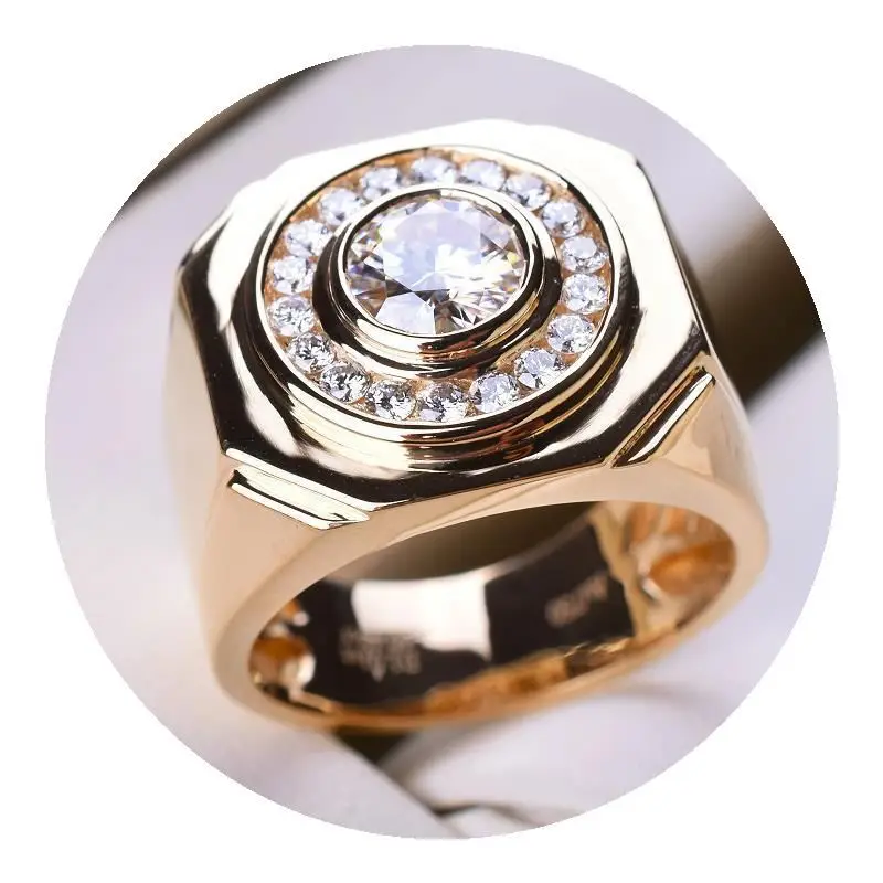 

Diamond Love Us Imported Moissanite Ring Men's 18K Platinum Gold Diamond Ring D Color Thick Wide Version Domineering Man's Ring