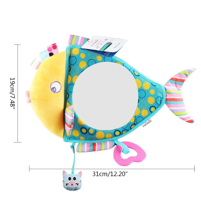 Espejo retrovisor de coche para beb&eacute;, juguete colgante de felpa, mordedor, dentici&oacute;n, seguro, relleno, asiento de coche para reci&eacute;n nacido, cuidado infantil, suave-2