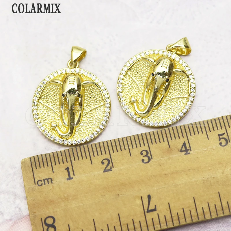 

12 Pcs Round pendant Elephant shape jewelry pendant Zircon jewelry pendants for women accessories pendants 7301