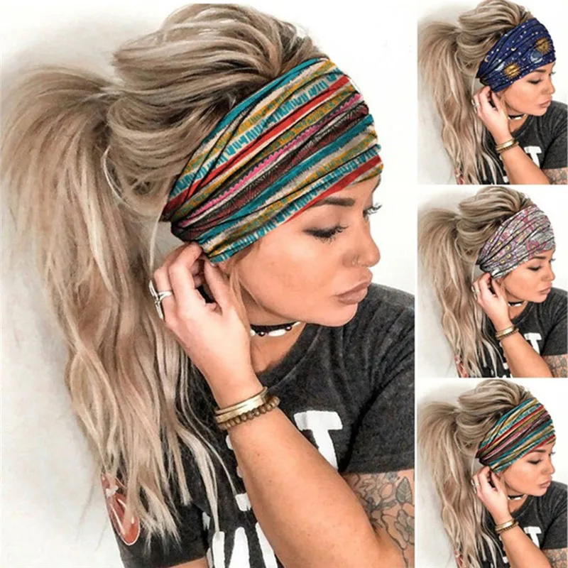 

Women Headpiece Stretch 2021 Turban Hair Accessories Headwear Yoga Run Bandage Hair Bands Headbands Wide Headwrap