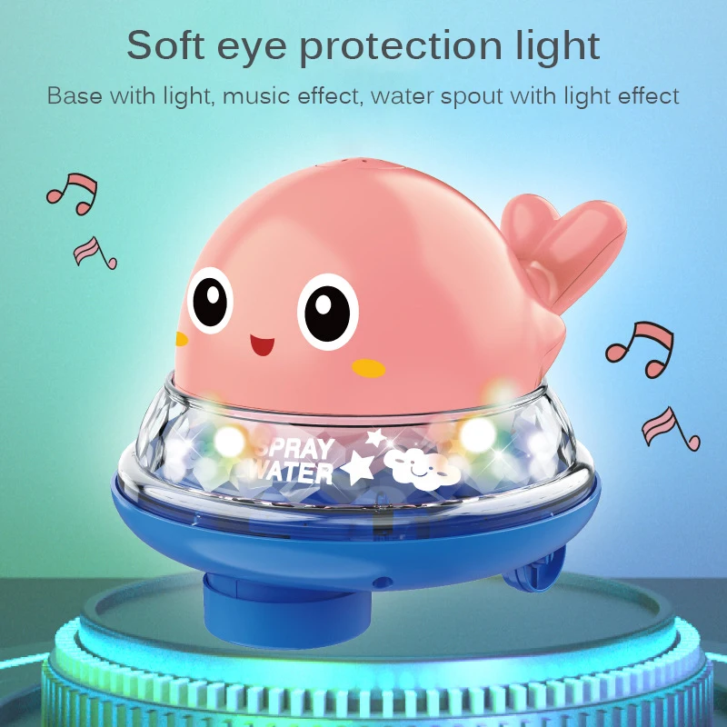 

Funny Cute Whale Infant Bath Toys Baby Electric Induction Sprinkler Ball with Light Music Children Water Spray Play Ball Gifts