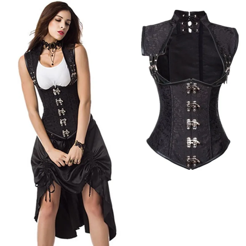 Корсетные корсет бюстье в стиле стимпанк готический Для женщин выдалбливают