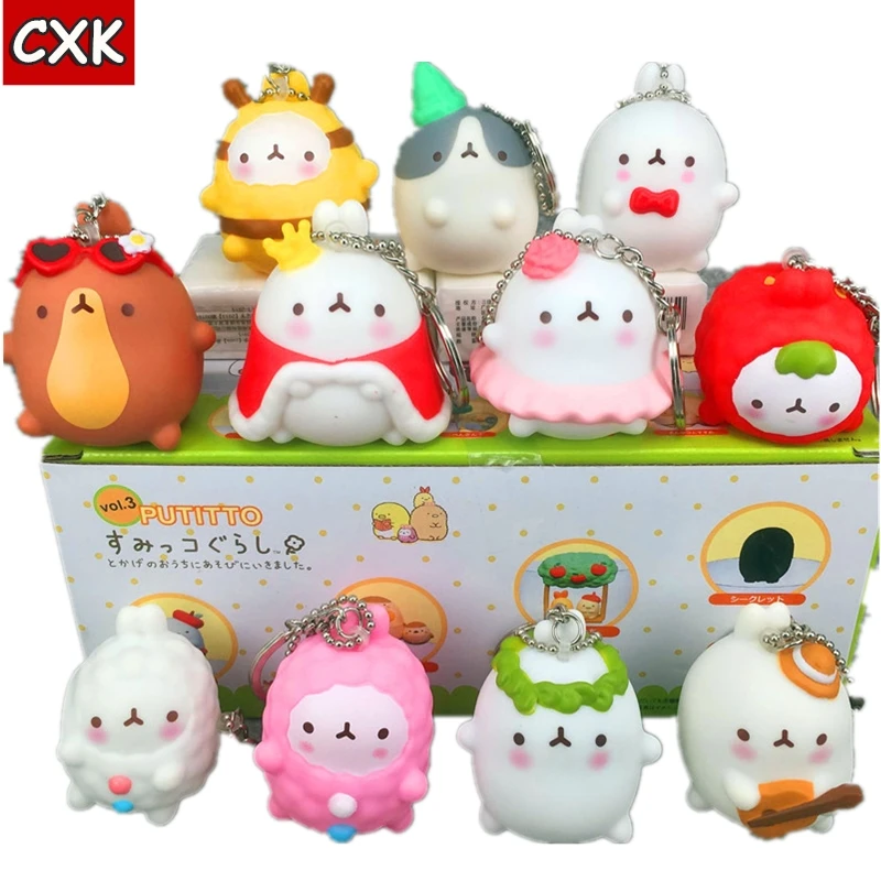 Kawaii Molang Кролик Мини ПВХ фигурки куклы модель детские игрушки прекрасный подарок