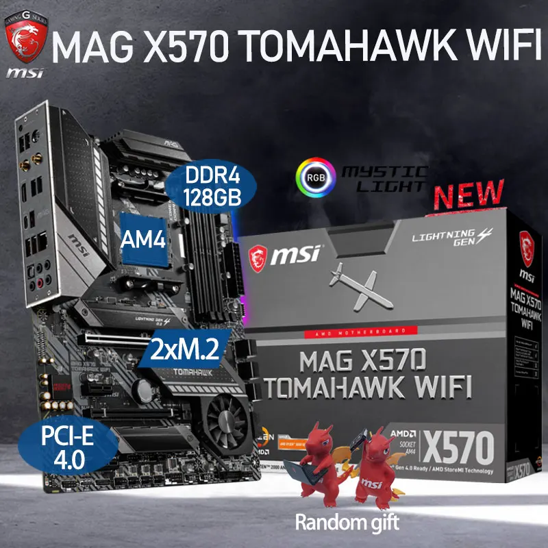 

AM4 MSI MAG X570 TOMAHAWK WIFI Motherboard Support Ryzen 9 DDR4 128GB(OC) M.2 PCI-E 4.0 Chia X570 Placa-mãe AM4 ATX Desktop X570