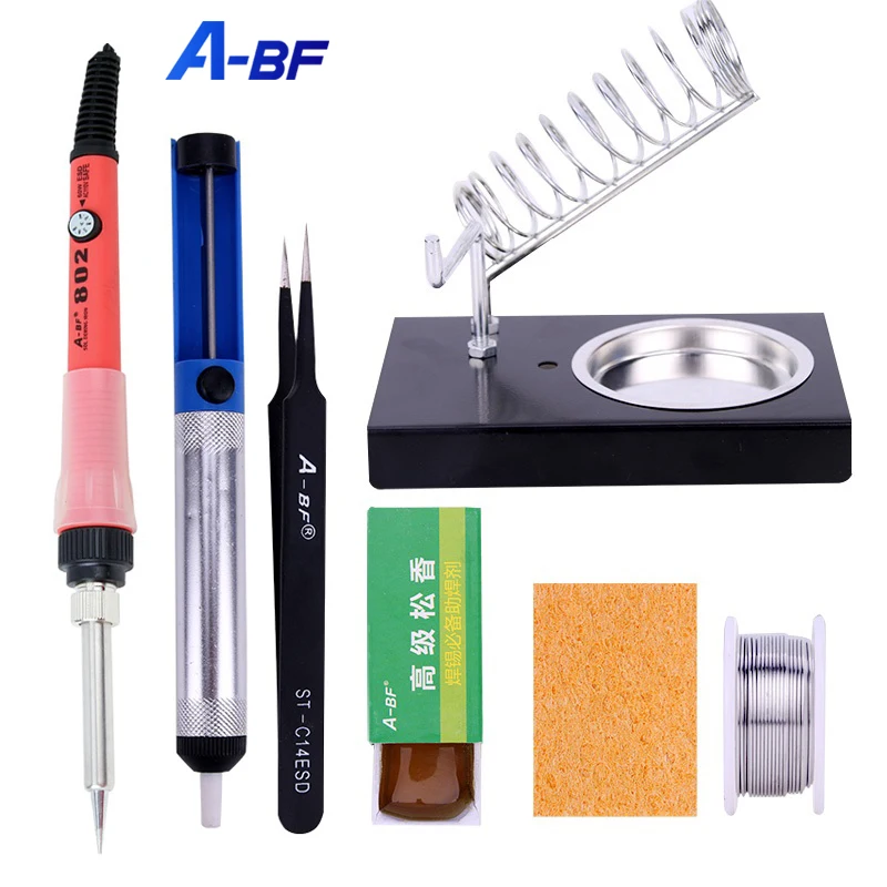 

A-BF HS802 60W Portable Soldering Iron Temperature Adjustable 110V 220V Electric Solder Iron Mini Heat Pencil Repair Set