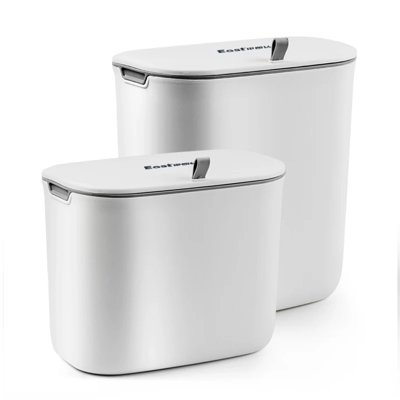 wall mounted trash can bin with lid sliding lid waste bin east kitchen cabinet door hanging trash bin 7l 9l white dustbin free global shipping