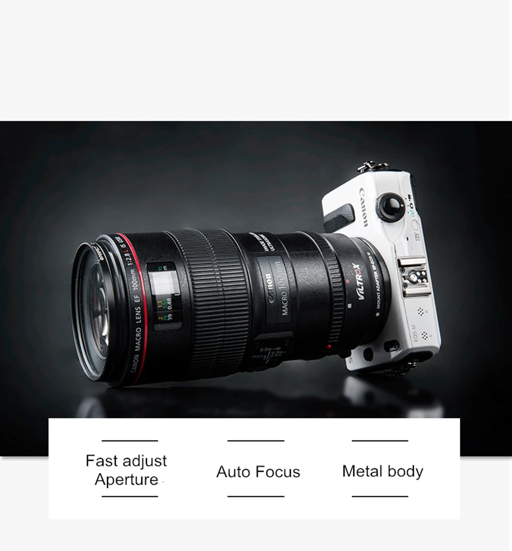 Электронный адаптер для объектива Viltrox EF-EOSM с автофокусом для объектива Canon EOS EF EF-S для камеры EOS M EF-M M2 M3 M5 M6 M10 M50 M100