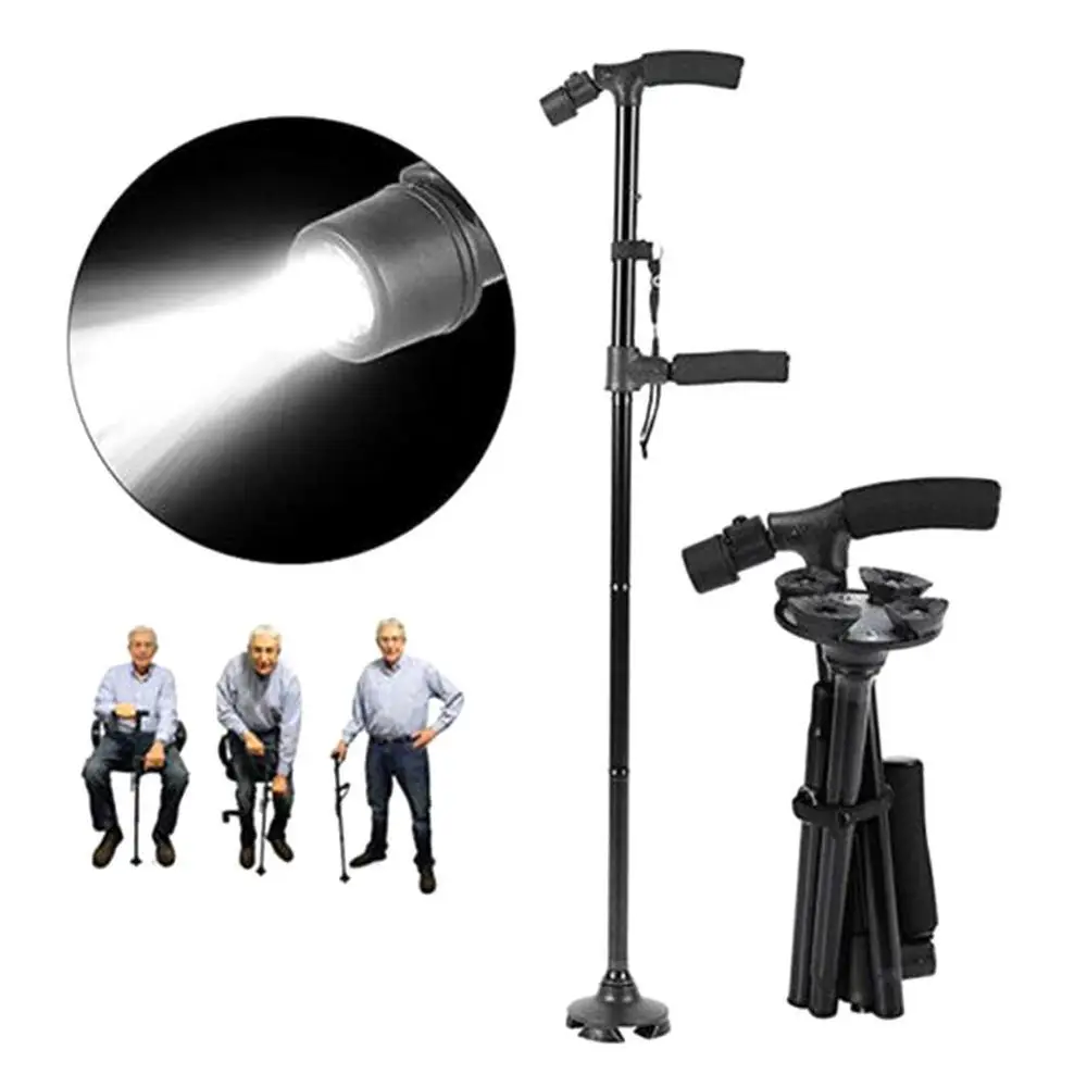 Collapsible Telescopic Folding Cane LED Lightweight Walking Trusty Sticks Great Gifts for Mothers the Elder Fathers | Красота и