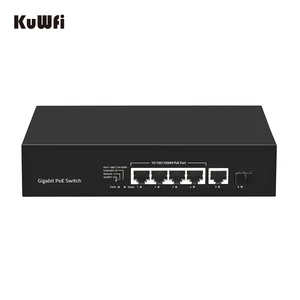 KuWFi 6 портов POE коммутатор Gigabit Ethernet сетевой коммутатор стандартизированный RJ45 порт IEEE 802,3 afat для POE камер