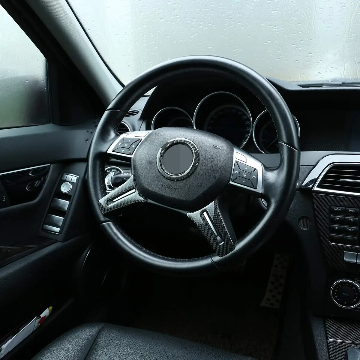Отделка кольца рулевого колеса из мягкого углеродного волокна для Mercedes Benz W204 C180