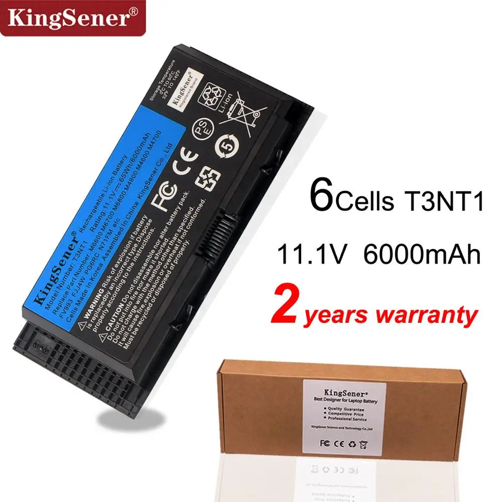 

KingSener 11.1V 6000mAh T3NT1 M6600 Laptop Battery For DELL Precision M6700 M6800 M4800 M4600 M4700 FJJ4W PG6RC R7PND FV993 65WH