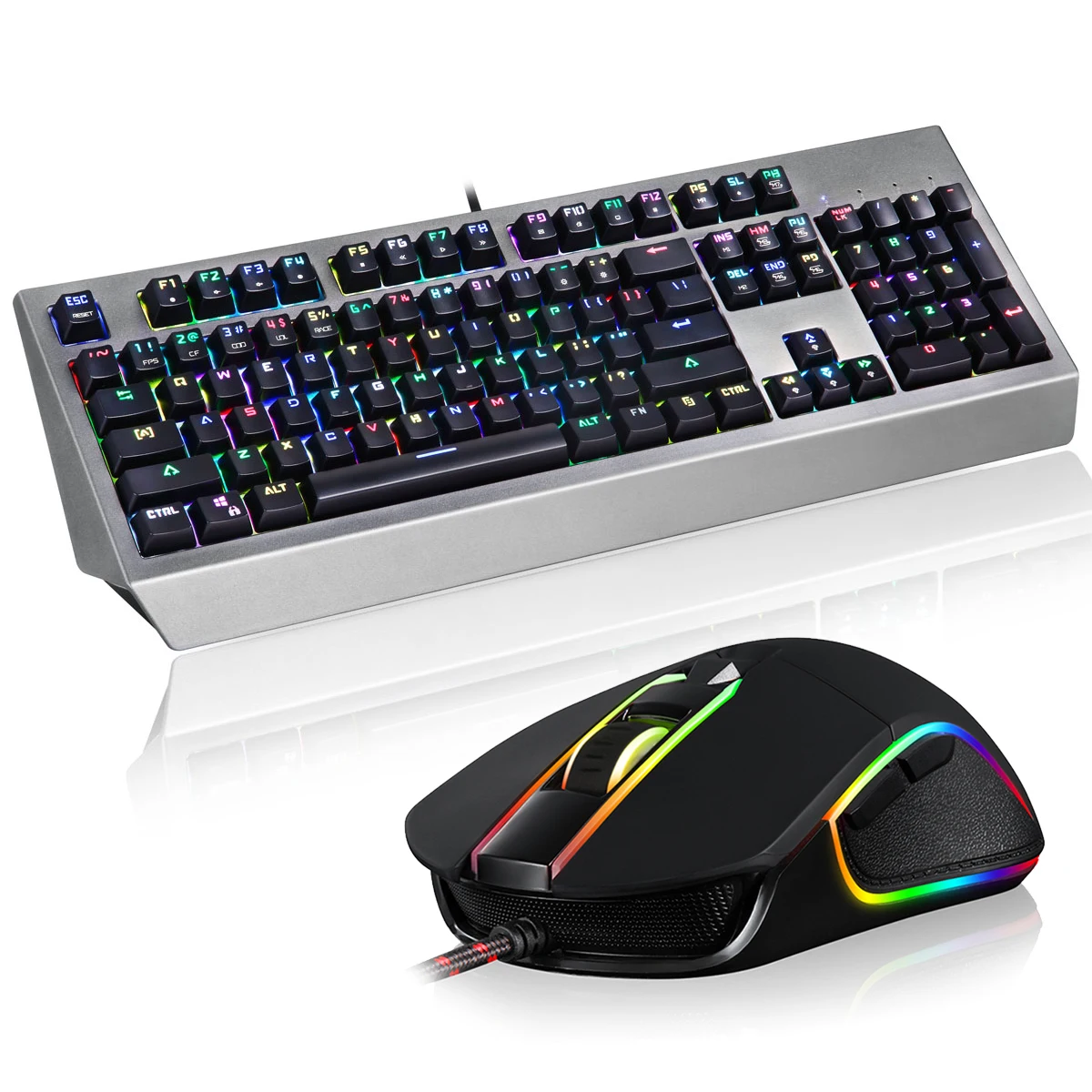 Keyboard Mouse set Интернет-бар светящаяся цветная светодиодный Механическая игровая клавиатура оптическая мышь комбо для настольного ПК С опциональной леопардовой клавиатурой - Цвет: Keyboard Mouse set