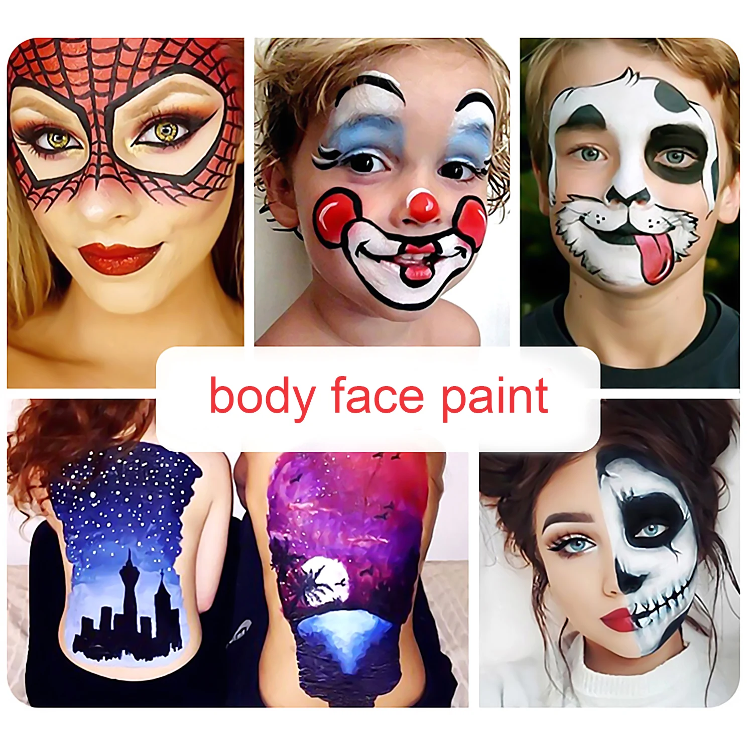 Набор красок для лица и тела 14 цветов с 5 трафаретами детей взрослых косплея