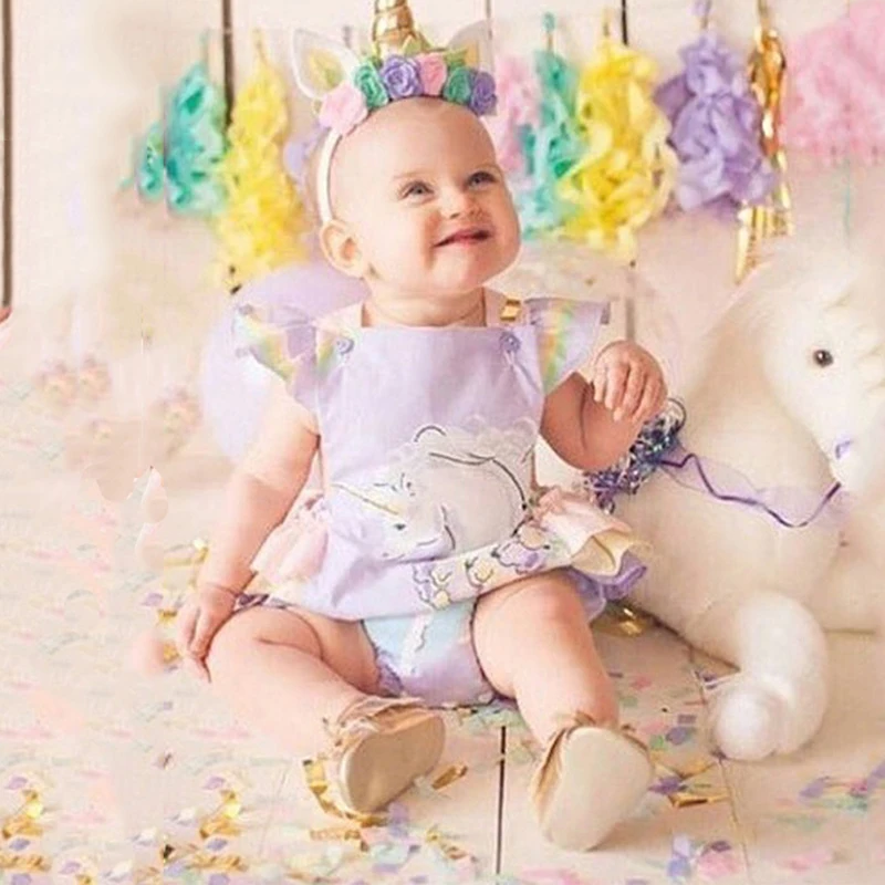 Chifuna/Комбинезоны для маленьких девочек летняя одежда с единорогом Одежда