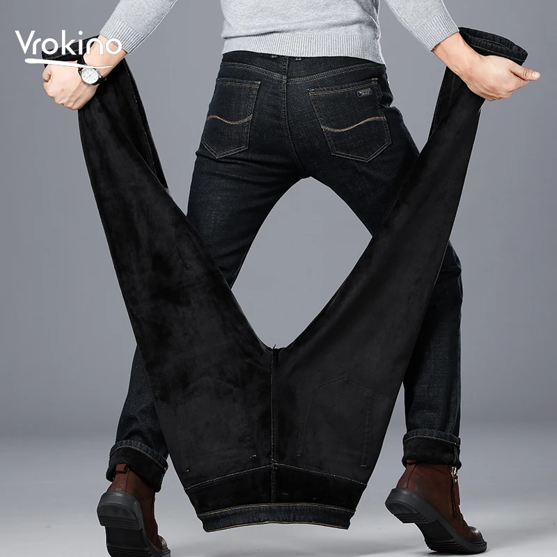 Мода 2020 зима новый стиль плюс бархатные толстые мужские джинсы деловые