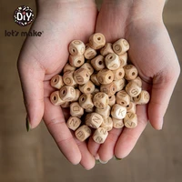lets make 100pc diy handmaking wooden beads square beech wood alphat english letter beads for rattles baby toys wooden teether