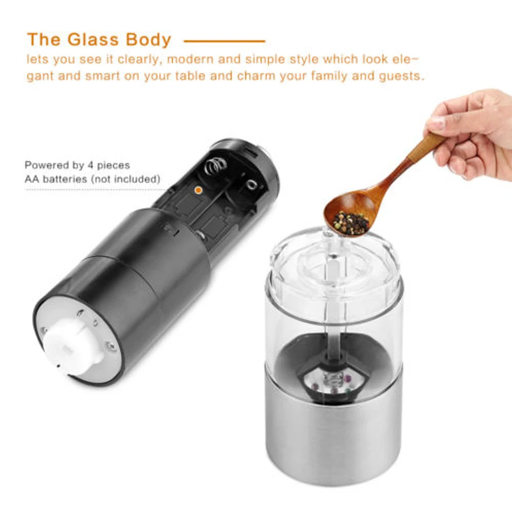 Мельница для перца с питанием от батарейки измельчитель соли из нержавеющей