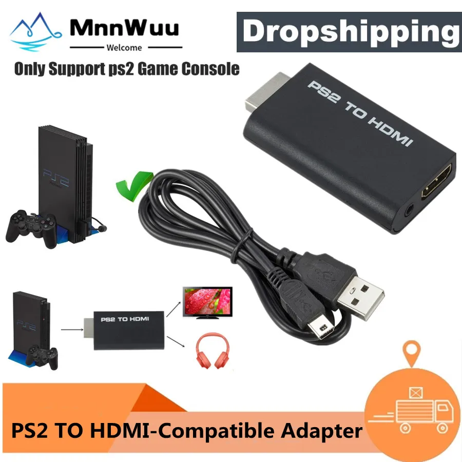Фото Портативный Аудио-и видеоконвертер PS2 в HDMI 480i/480p/576i с аудиовыходом 3 5 мм