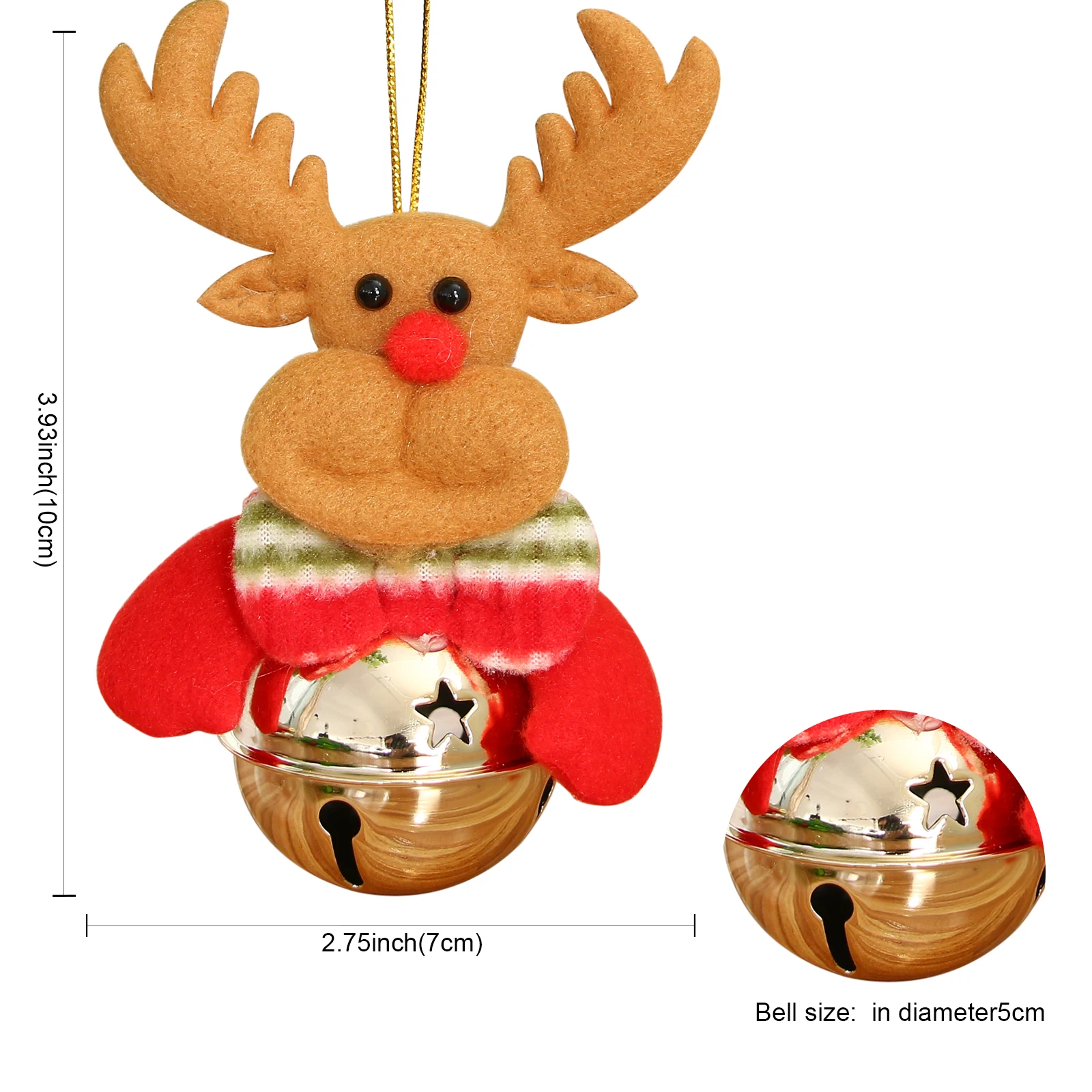 New 1pcs Mini Christmas Bells Pendant Tree Snowman Bell Ornaments Santa Claus Doll Decorations | Дом и сад