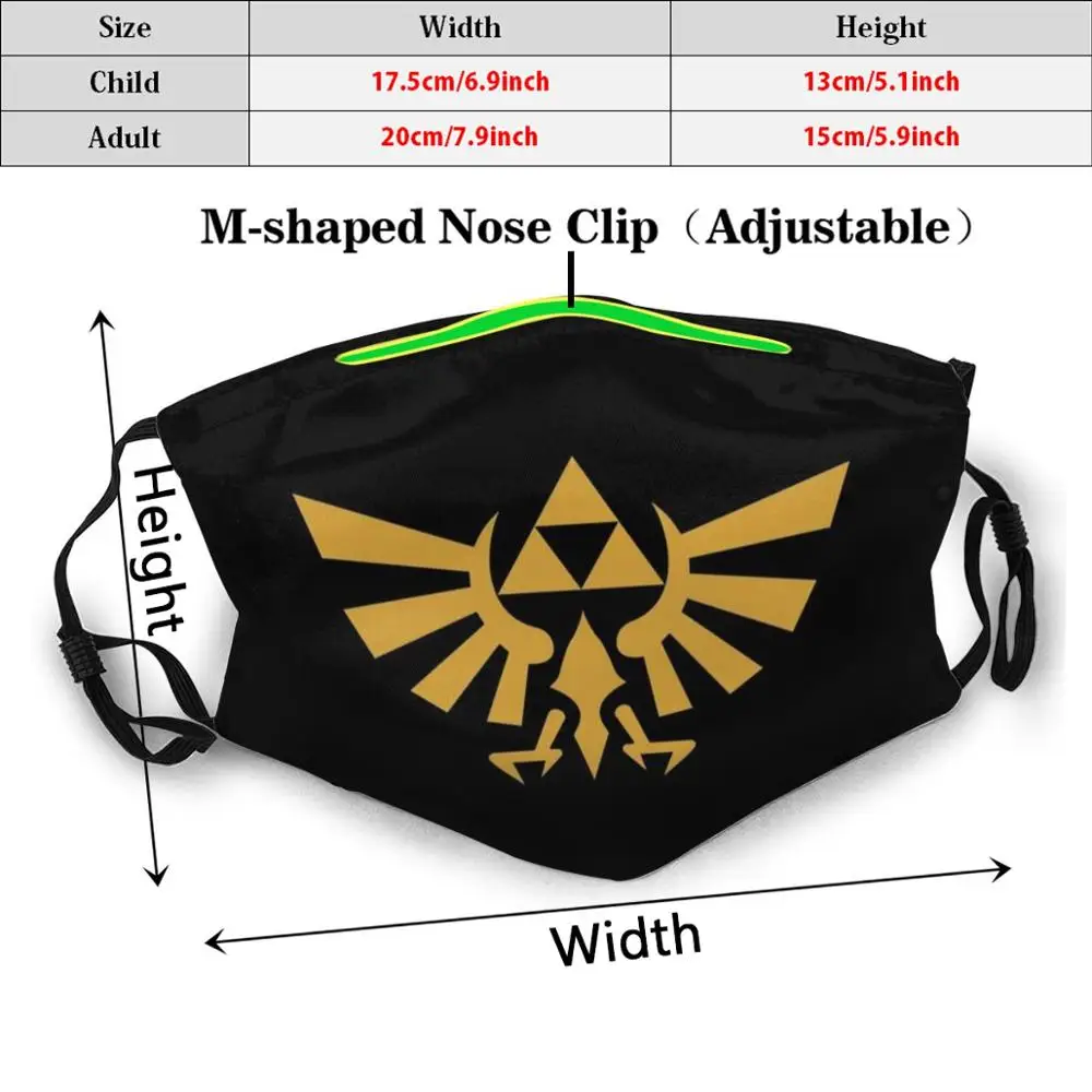 Zelda'S Эмблема для взрослых и детей против пыли фильтр Diy маска игровая Ретро