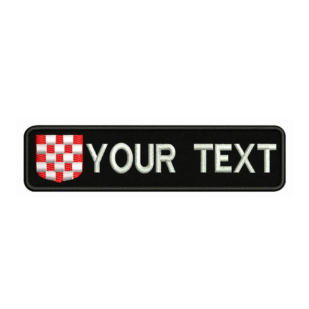 

10X2.5cm Croatian flag Croatia Embroidery Custom Name Text Patch Stripes badge Iron On Or Velcro Backing Patches For Clothes