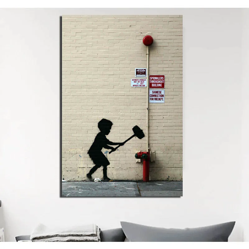 Художественная картина мальчик с молотком холст печать гостиная украшение для