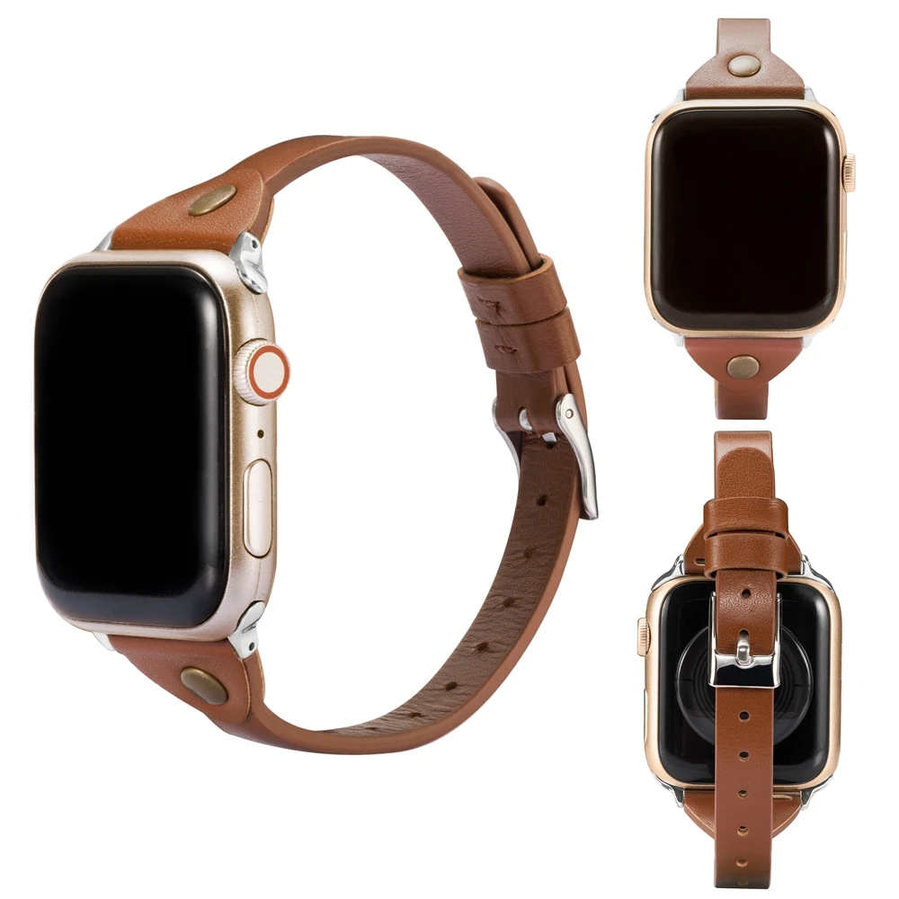 Ремешок кожаный для Apple Watch Series 4 1 2 3 10 цветов двойной браслет iwatch 38 40 мм 42 44 мужчин и