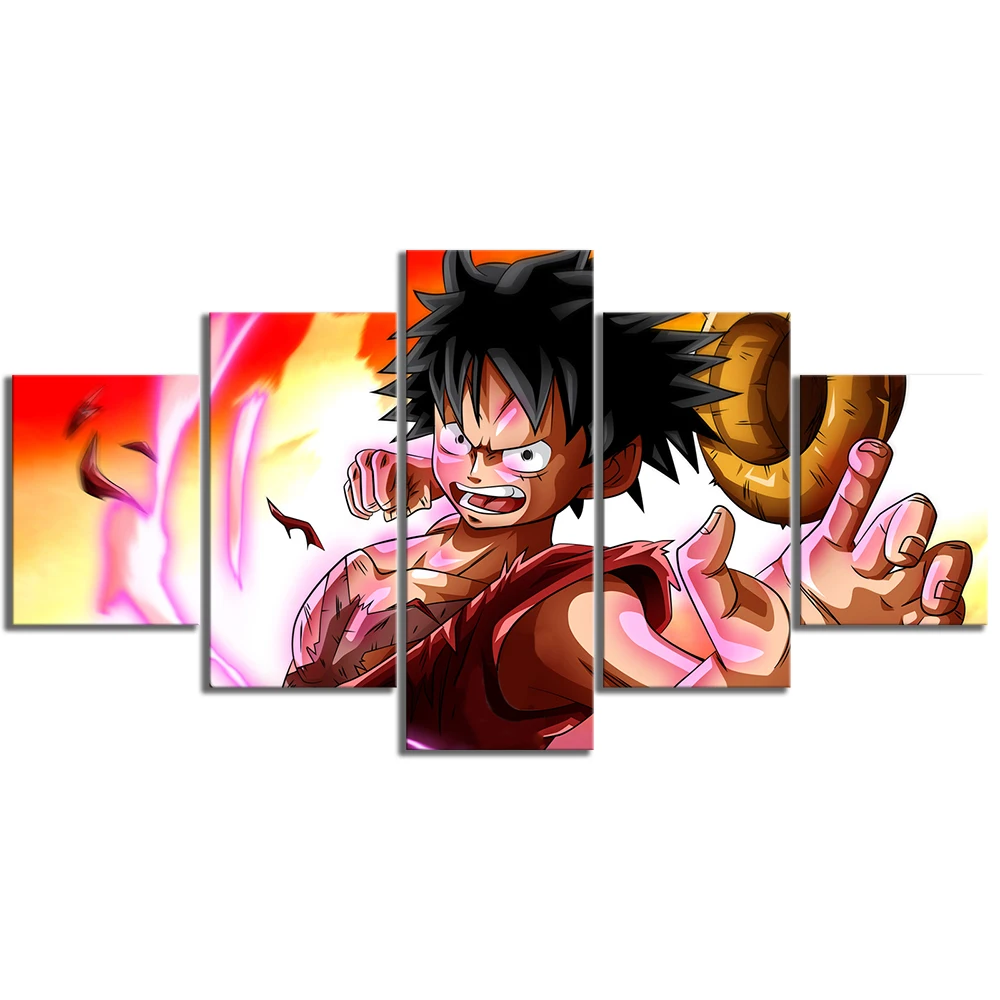 

Canvas Animation Poster Painting 5 Pieces One Piece Luffy Canvas Printed Artwork Pictures Home Decor Wall Art Cuadros
