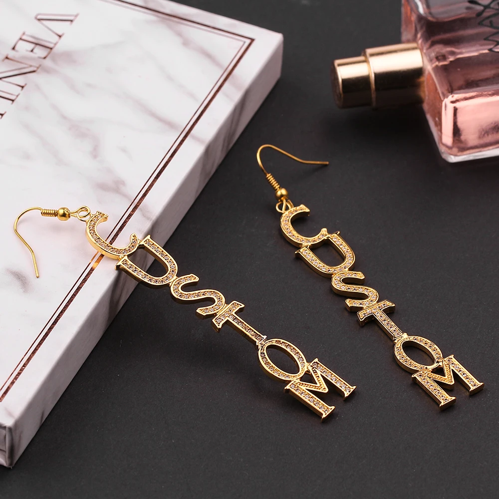 При индивидуальном заказе вертикальные сережки имя серьги уникальным ювелирным