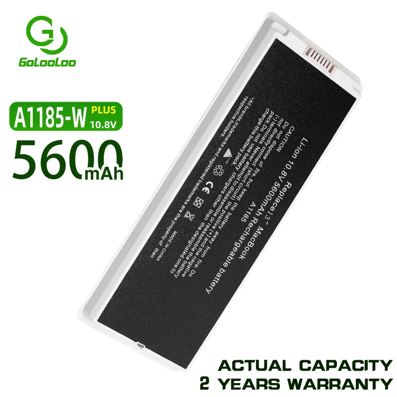 

Golooloo White A1185 Battery for Apple Macbook 13" A1181 MA561 MA566FE/A MA561G/A MA561J/A MA561LL/A MB881LL/A 5600mAh 10.8V
