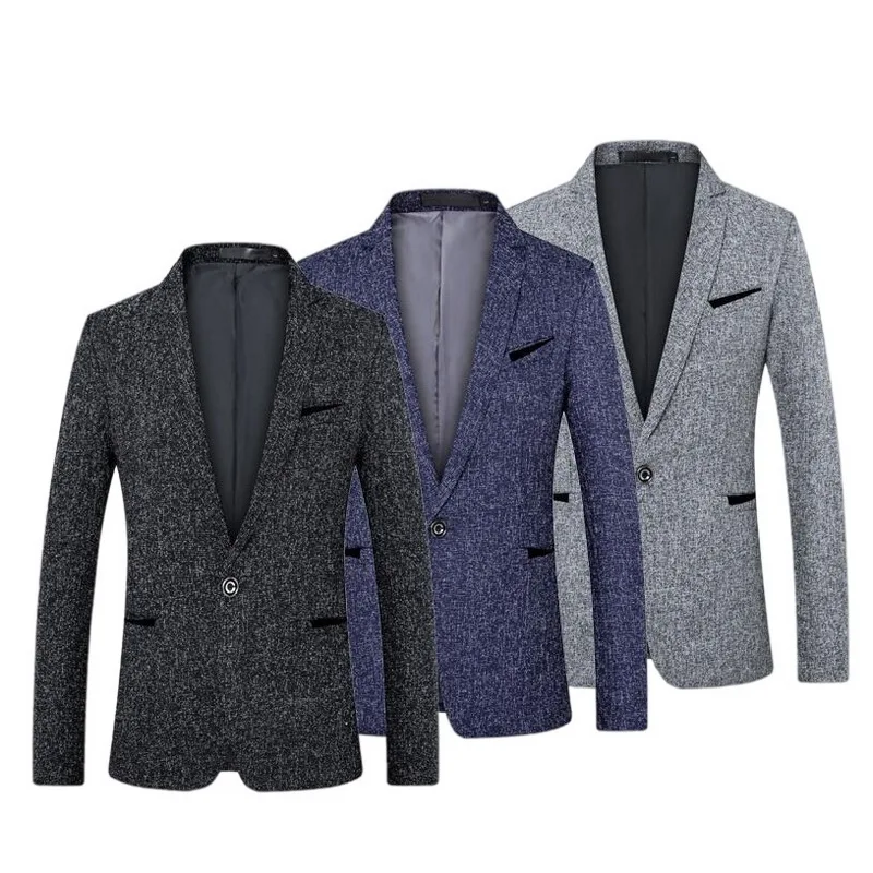 Мужские блейзеры мужские повседневные Костюмы однобортные костюмы подходит для
