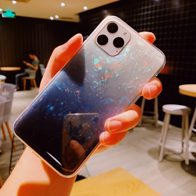 Для iPhone 6 6s 7 8 Plus 10 X XS XR 11 Pro Max Gradient Pearl marble Радужное покрытие из мягкого силикона с