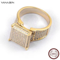high quality square crystal rings for men micro paved aaa cubic zirconia iced out hip hop ring gift