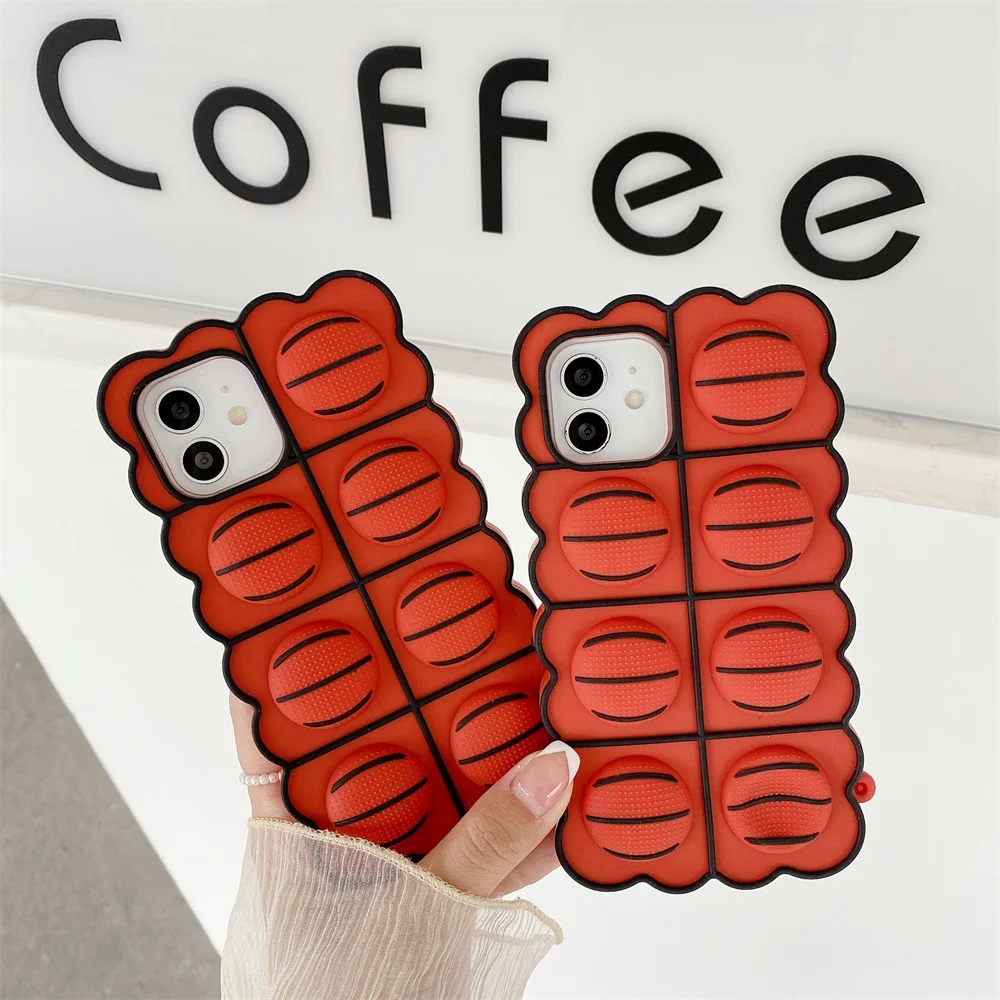 

Cute Basketball Pop Fidget Toys Silicone Phone Case For IPhone 12 11 Pro Max X Xr Xs Max 6 6s 7 8 Plus Reliever Stress Cover