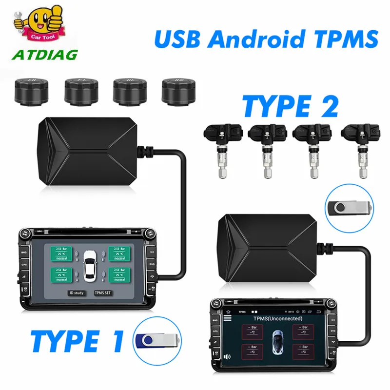 

Система контроля давления в шинах TPMS, USB, DVD, Android, 4 внешних/внутренних датчика температуры