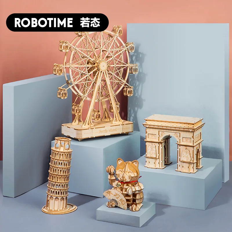 

3d Wooden Puzzle Hand DIY Assembly Model Toy Fortune Cat Triumph Arc Puzzle Toy