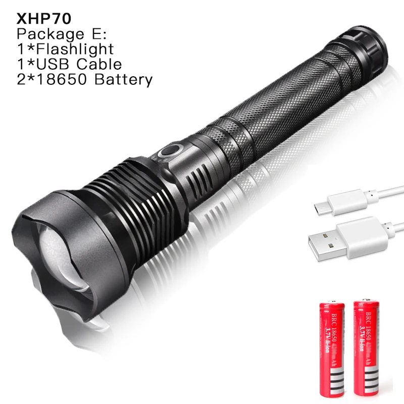 E 80000 люмен самая мощная лампа xhp70.2 светодиодный фонарик usb светодиодный фонарь с зумом xhp70 xhp50 18650 или 26650 Аккумулятор для кемпинга на открытом воздухе - Испускаемый цвет: E