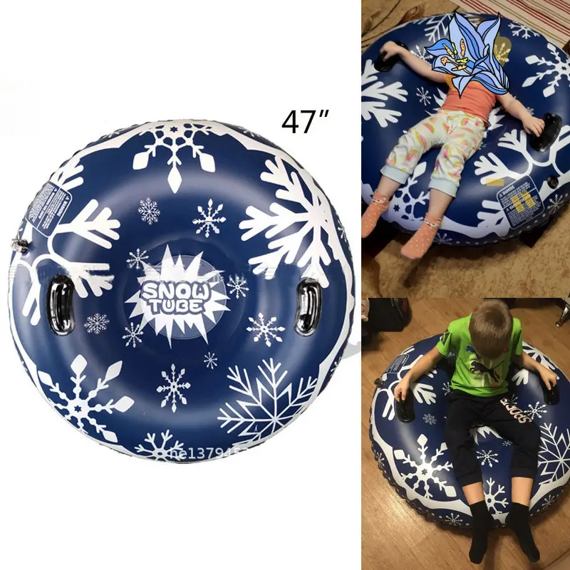 

47'Winter PVC Inflatable Snow Tube Thickened Durable Adult kids Snow Ski Circle with Handle Outdoor Snow Tube Skiing Accessories