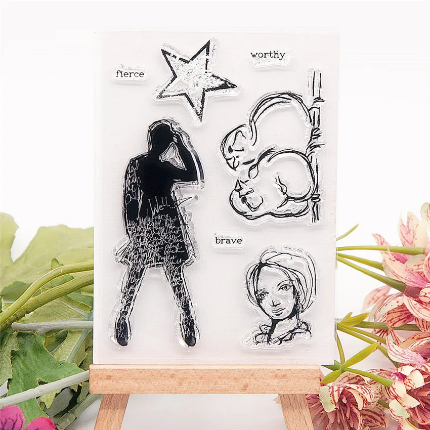Прозрачные штампы со звездами и девушками 7 5x10 5 см режущие роликовые сделай сам