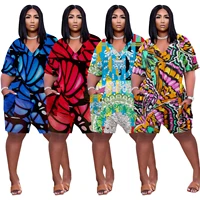 2021 summer new womens dress butterfly color print sweat absorbent loose wide leg harem jumpsuit